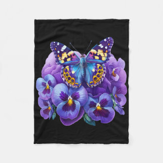 Fjäril Med Lila Blommor Pensé Demens Heime Fleecefilt