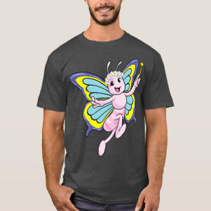 Fjäril med magisk stav och blomsterkrans t shirt