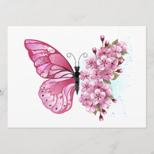 Fjäril med rosa Sakura Meny