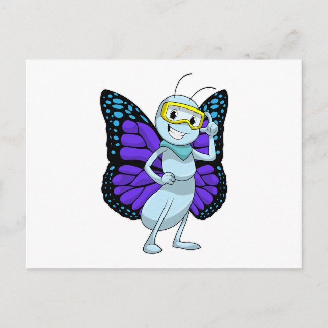 Fjäril med skyddsbrillor vykort (Framsida)