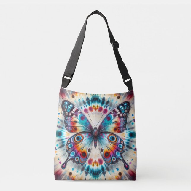 fjäril med tie-dye-mönster axelväska (Framsida)