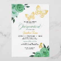 Fjäril Mint Gröna Rosor Quinceanera Riktiga