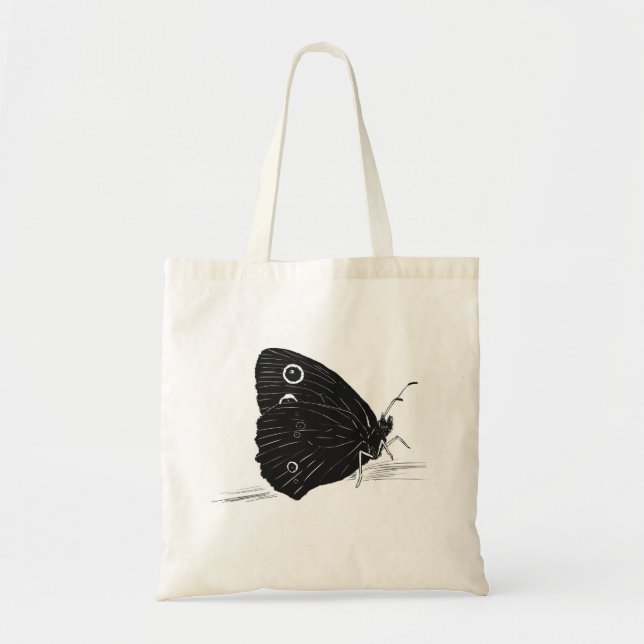 Fjäril Monokrom Totebag Tygkasse (Framsidan)