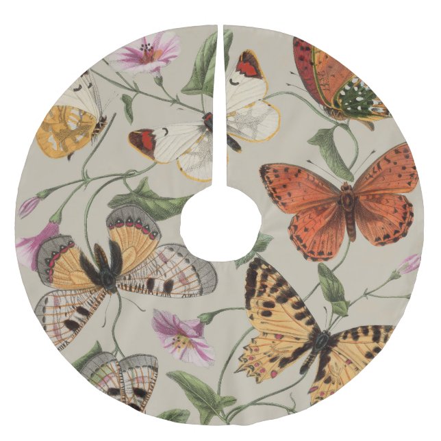 Fjäril Moth Natursamling Ritning Julgransmatta Borstad Polyester (Framsidan)