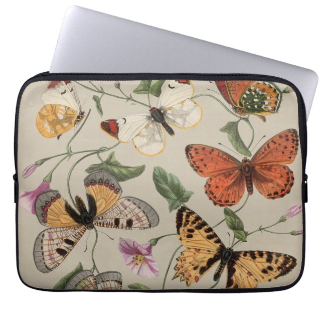 Fjäril Moth Natursamling Ritning Laptop Fodral (Framsidan)