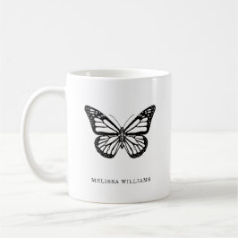 Fjäril Namn Svart och Vitt Kaffemugg