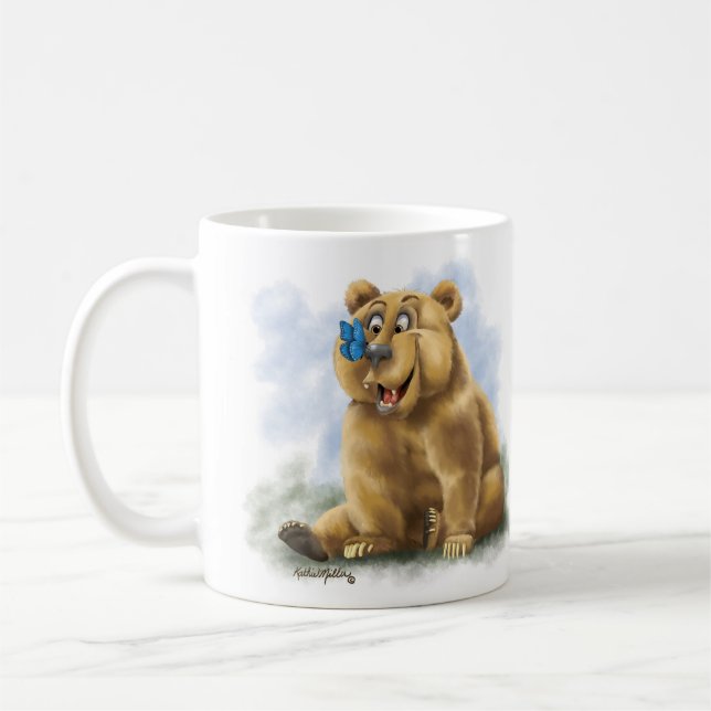 Fjäril och björn tecknad serie kaffemugg (Vänster)