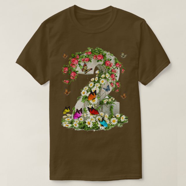 fjäril och blomma tapet t shirt (Design framsida)
