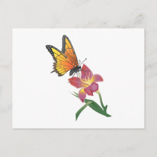 Fjäril och blomma vykort