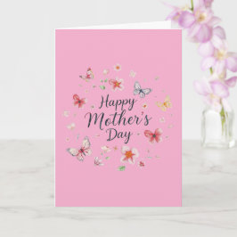Fjäril och blommig Glad mors dag-kort Kort