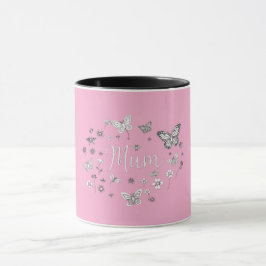 Fjäril och blommig "Mamma" Mors dag Mugg