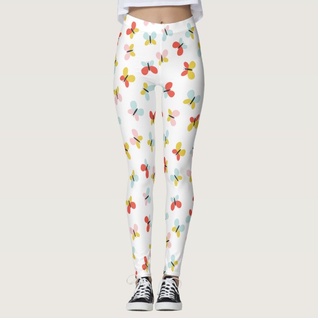 Fjäril och blommig mönster  leggings (Framsida)