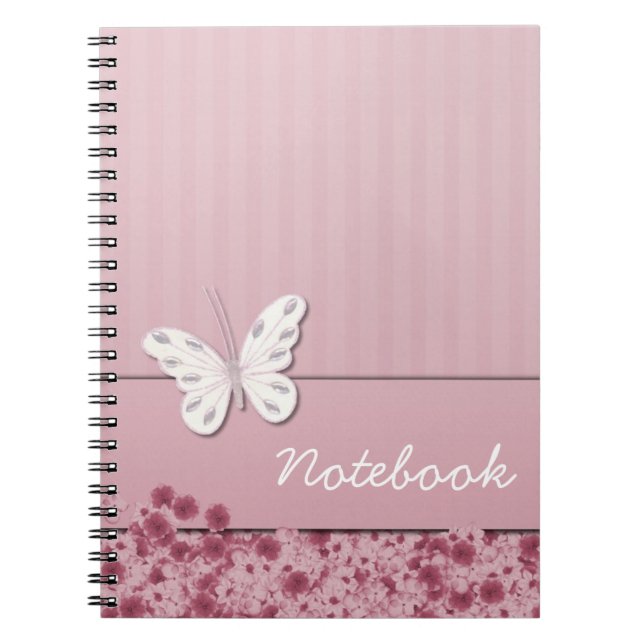 Fjäril och blommor anteckningsbok med spiral (Framsidan)
