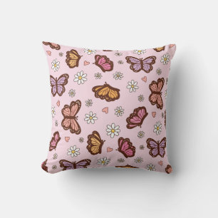 Fjäril och blommor sömlöst mönster kudde