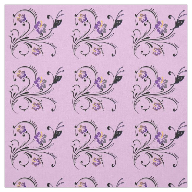 Fjäril och blommor tyg (Provkarta)