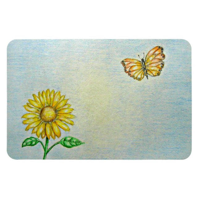 fjäril och daisy magnet (Horisontell)