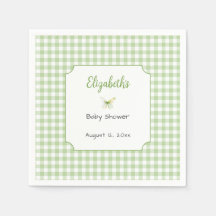 Fjäril och grön rutig baby shower-tallrik