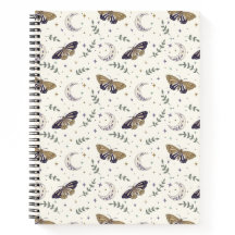 Fjäril och mån spiralanteckningsbok 8,5"x11"