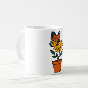 fjäril och solros kaffemugg