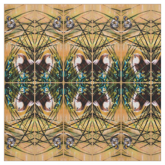 Fjäril och Vaktel Tyg (Provkarta)