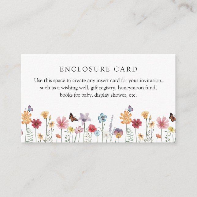 Fjäril och vildblomma anpassat kuvertkort tilläggskort (Framsida)