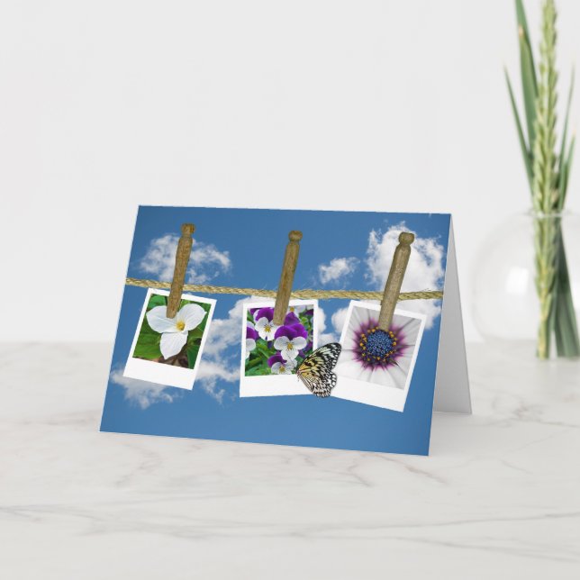 fjäril på blomfoto på födelsedagen kort (Framsida)