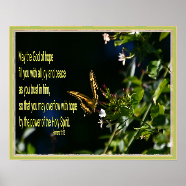 Fjäril på blomma Romarbrevet 15:13 Poster (Framsidan)