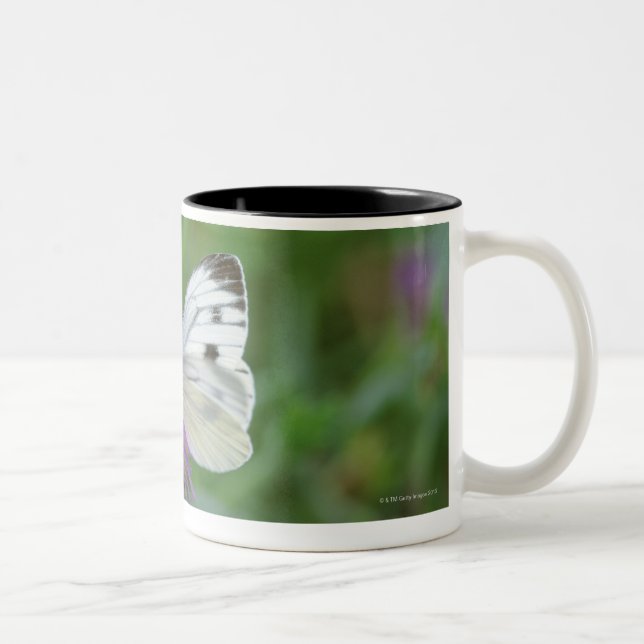 Fjäril på blomma Två-Tonad mugg (Höger)