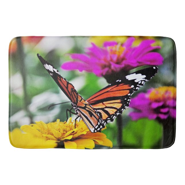 Fjäril på blommor #2 badrumsmatta (Framsidan)