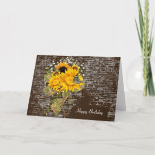 fjäril på blomsterbukettfödelsedag kort