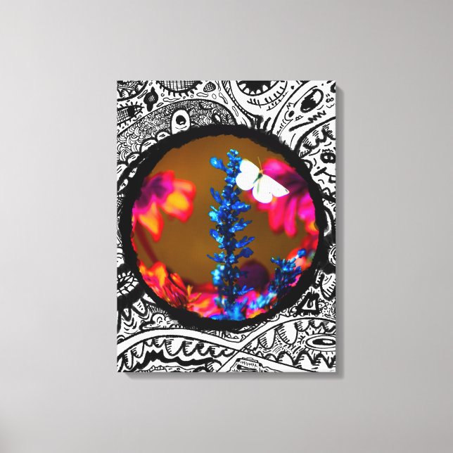 fjäril på en blomma canvastryck (Framsida)