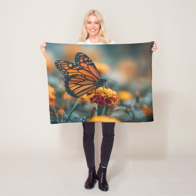 Fjäril på en marigold fleecefilt (På plats)
