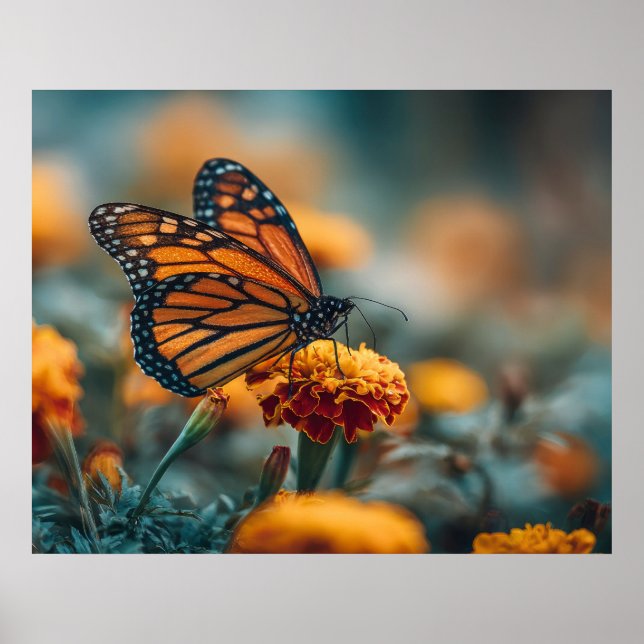 Fjäril på en marigold poster (Framsidan)