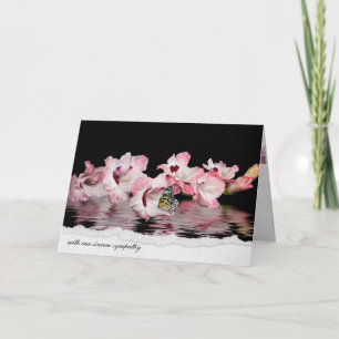 fjäril på rosa gladiolus för sympati kort