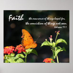 Fjäril på vildblommar, ScriptureVerse på tro Poster