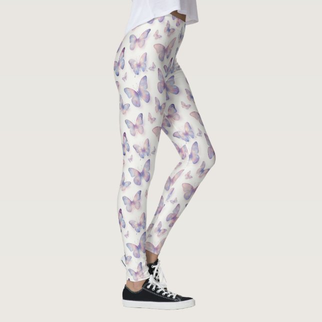 Fjäril Pastell Drömmig Estetisk Mönster Leggings (Höger)