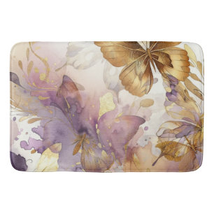 Fjäril Purple & Gold Watercolor Fjärilar Badrumsmatta