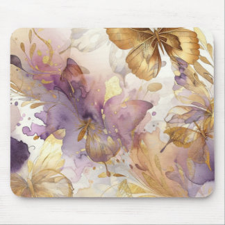 Fjäril Purple & Gold Watercolor Fjärilar Musmatta