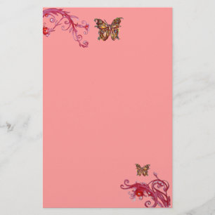 FJÄRIL, röd rosa Brevpapper