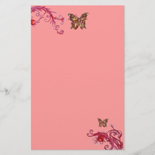 FJÄRIL, röd rosa Brevpapper (Framsida)