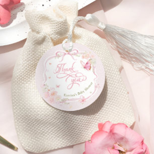 Fjäril Rosa Blommig Baby Shower Tack Gåvor Etiketter