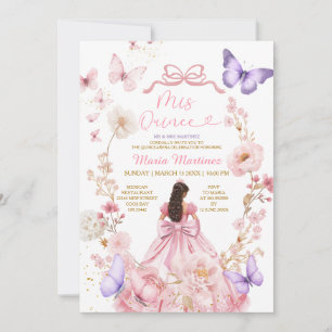 Fjäril Rosa Blommig XV Prinsessa Klänning Elegant Inbjudningar