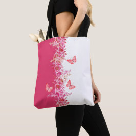 Fjäril Rosa Botanisk Tygkasse