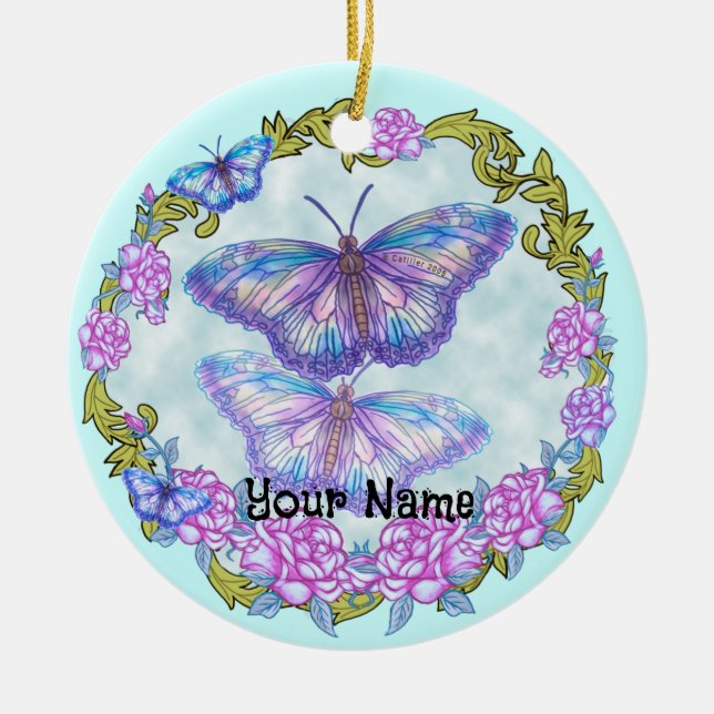 Fjäril Rosor ornament (Framsidan)