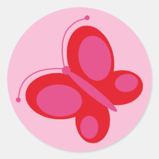 fjäril [rött + rosa] runt klistermärke