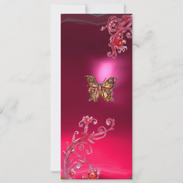 FJÄRIL RUBIN , ljust röd rosa violett Inbjudningar (Framsida)