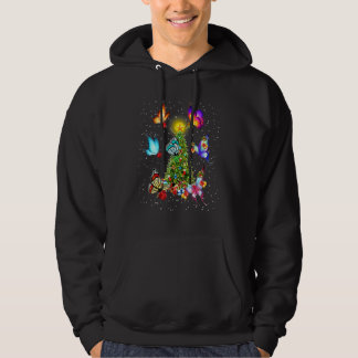 Fjäril runt julgran Fjärilar Xmas L Hoodie