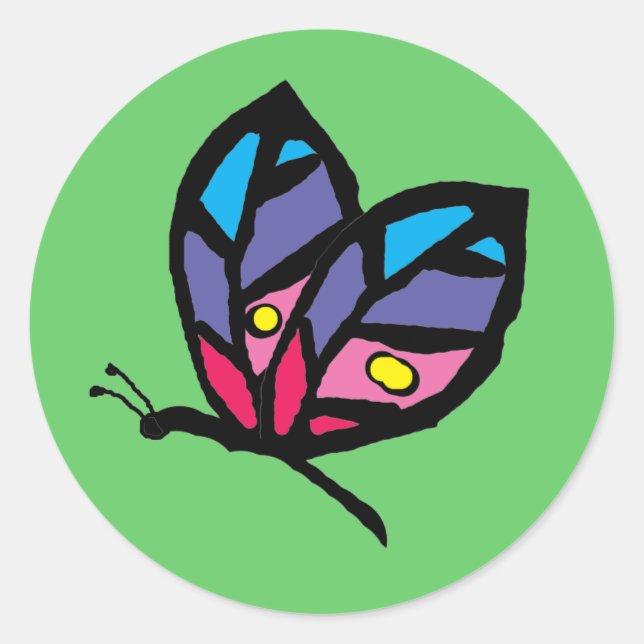 fjäril runt klistermärke (Framsida)