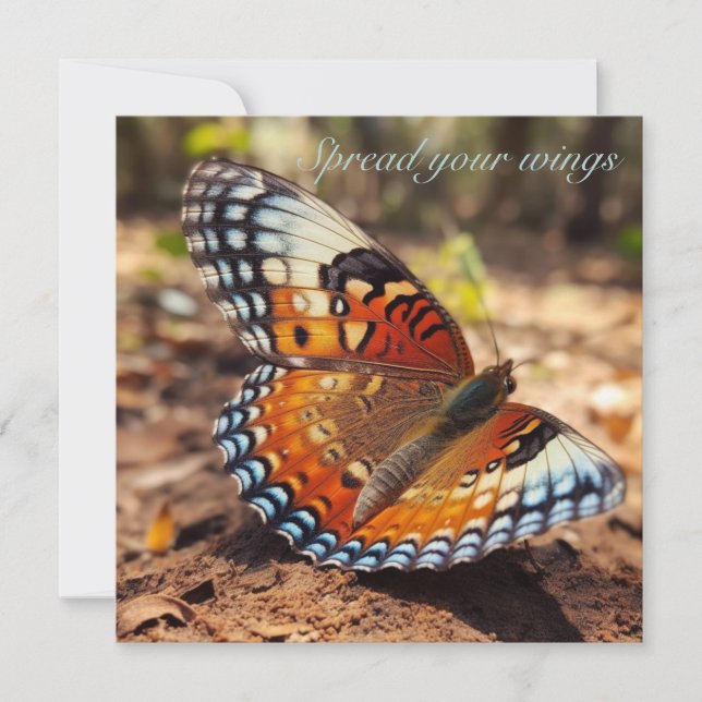 Fjäril Sätt Ut Dina Vingar Anpassad Inbjudan (Framsida)