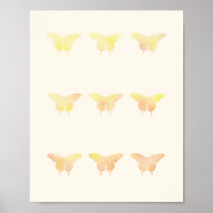 Fjäril Shabby Chic Pastell Illustrationsaffisch Poster